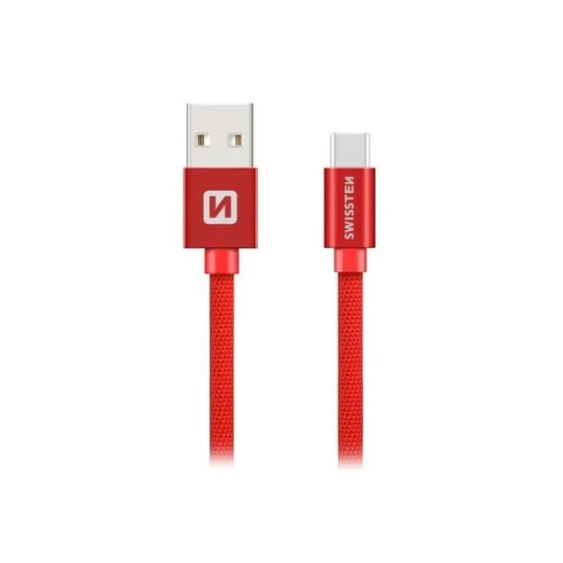 Swissten Datový Kabel Textile Usb / Usb-C 1,2 M Červený (71521206)