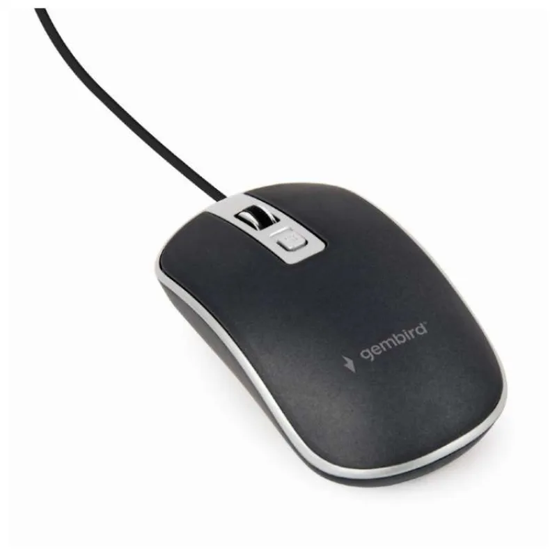 GEMBIRD myš MUS-4B-06-BS, drátová, optická, USB, černá/stříbrná (MUS-4B-06-BS)
