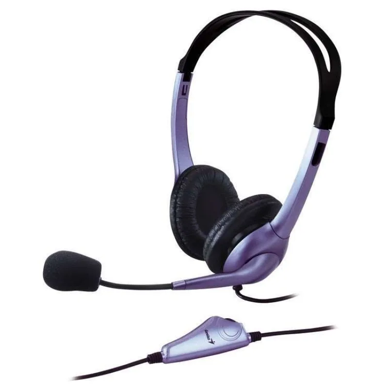 Genius HS-04S Headset, drátový, náhlavní, mikrofon, 3,5mm singlejack, černo-stříbrný (31710156101)
