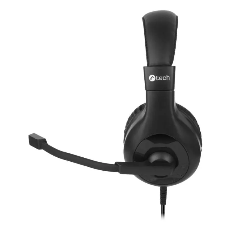 C-TECH sluchátka s mikrofonem MHS-05, 4 pin 3,5mm jack, ovládání na kabelu, náhlavní, redukce na 2x jack, černá (MHS-05)