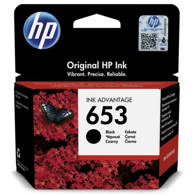 HP inkoustová náplň 653 černá (3YM75AE)