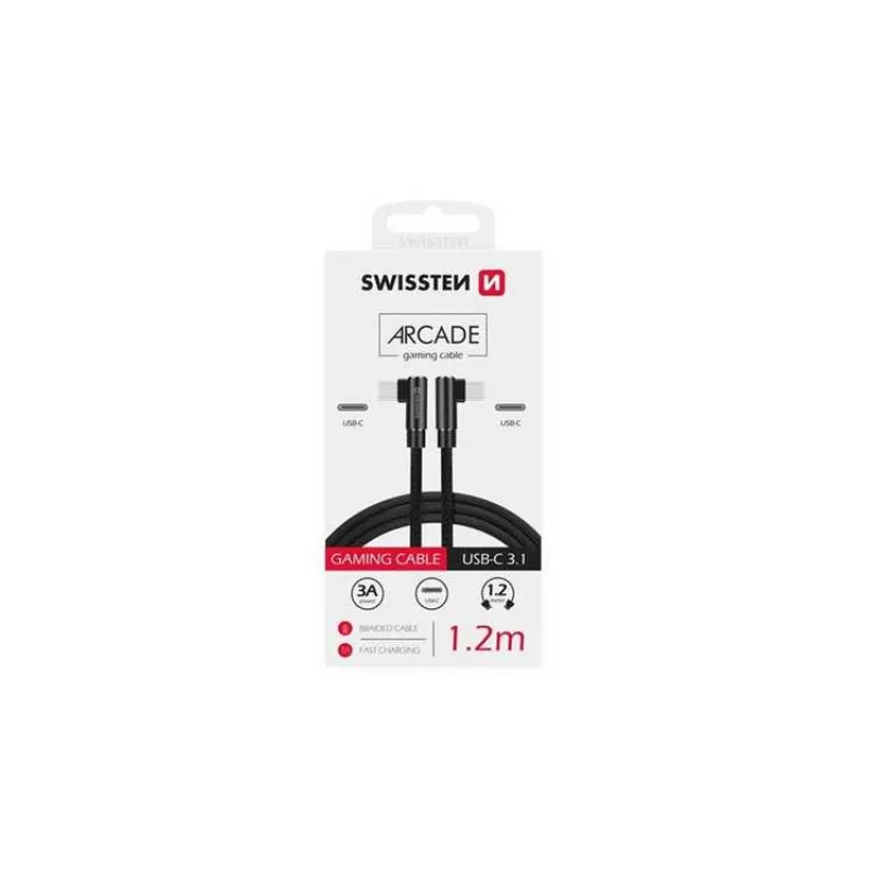 Swissten Data Cable Textile Arcade USB-C/USB-C 1.2 m, black (71528800)