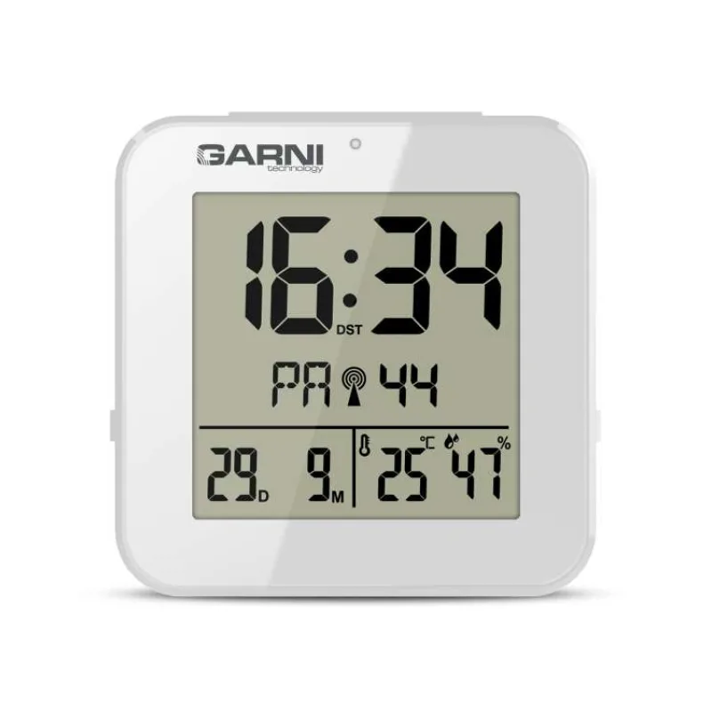 GARNI 138W - digitální budík s teploměrem a vlhkoměrem, bílá (GARNI 138W)