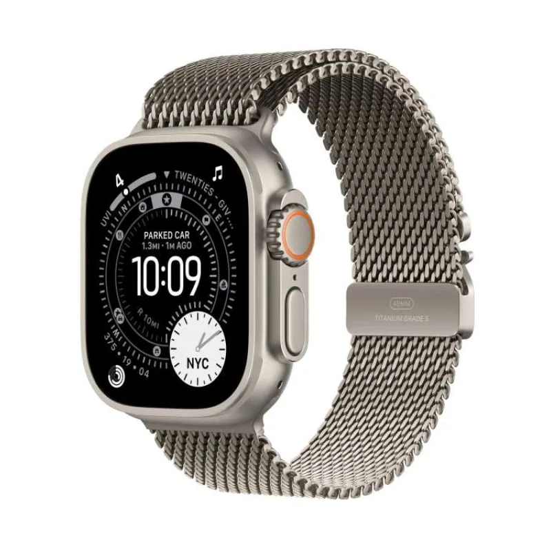Apple Watch Ultra 3 GPS + Cellular 49mm Natural Titanium Case with Natural Titanium Milanese Loop - Large (MF0E4QC/A)