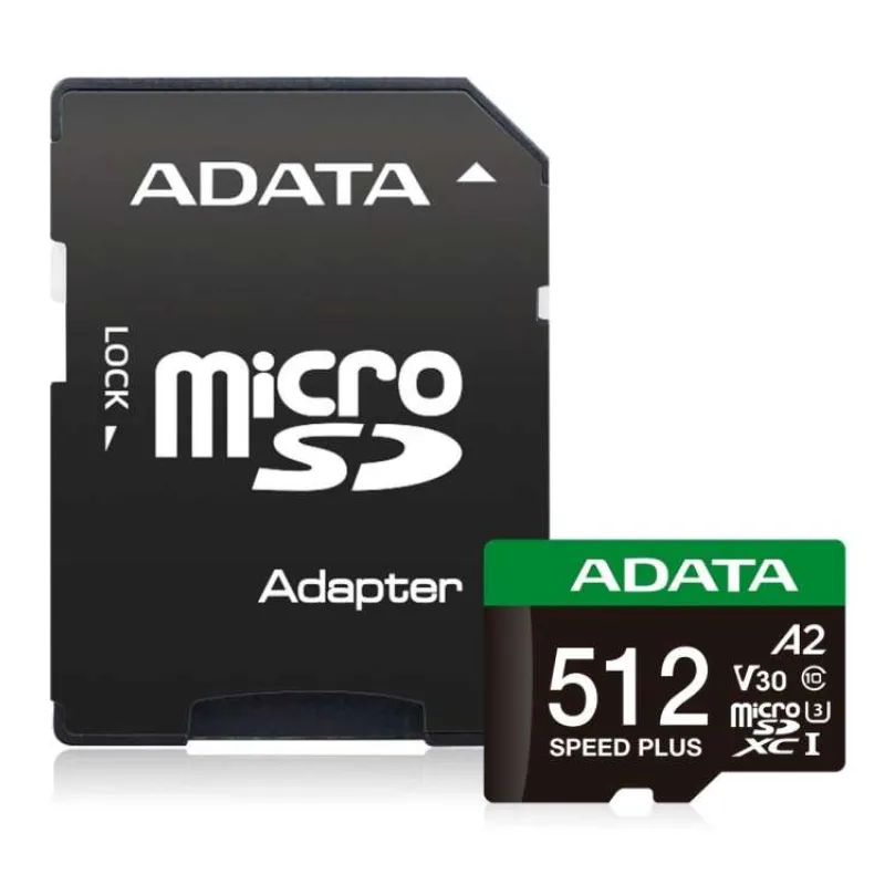 Adata Speed Plus/Micro SD/512GB/UHS-I U3/Class 10/+ Adaptér (UD512GUI3V30A2SP-RA1)