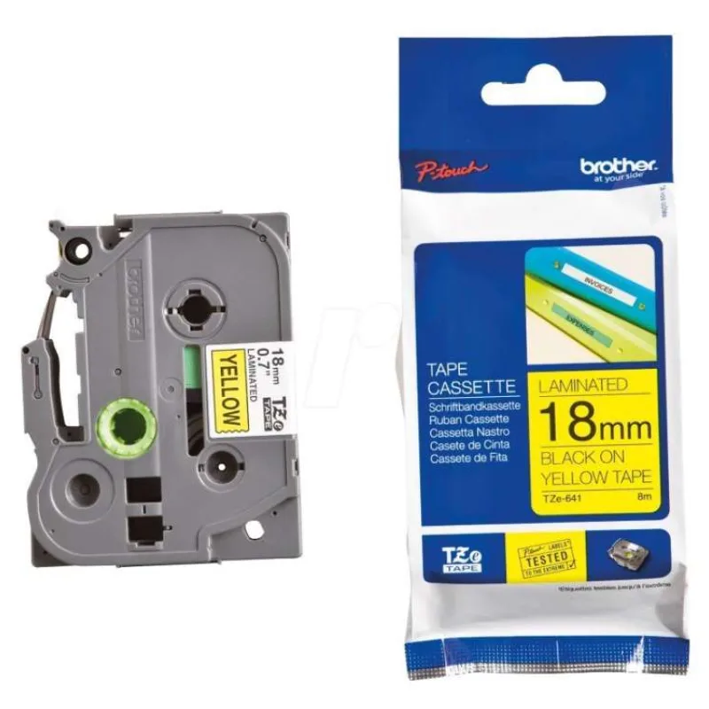 páska BROTHER TZ641 čierne písmo, žltá páska Tape (18mm) (TZE641)