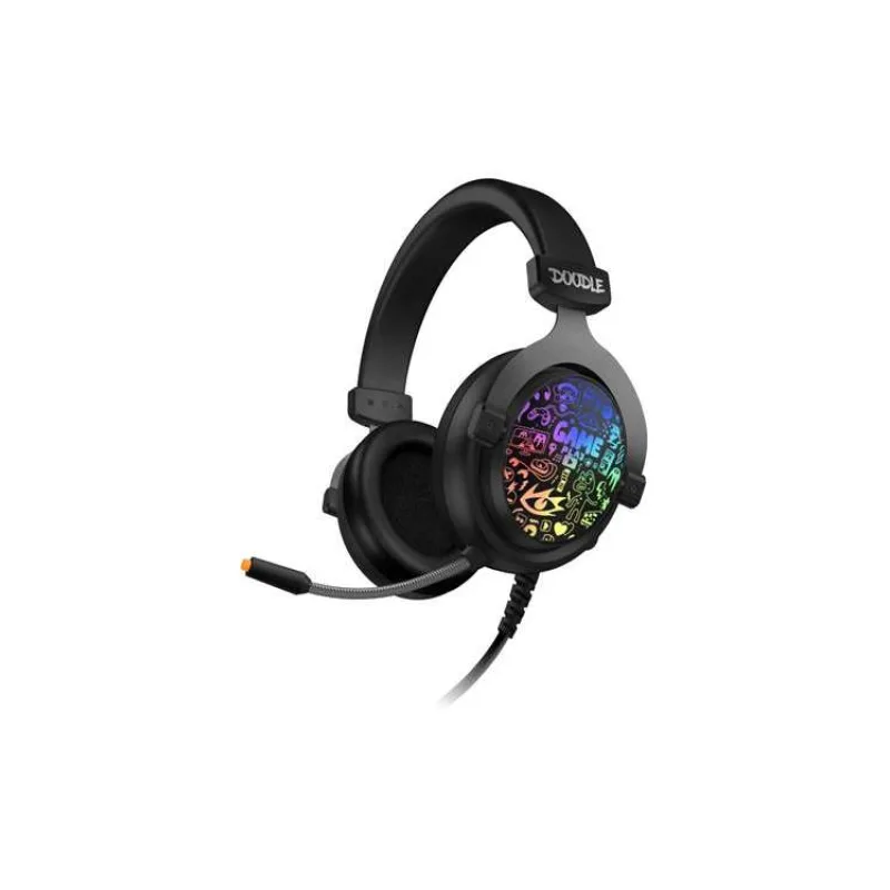CONNECT IT DOODLE RGB herní sluchátka s mikrofonem, 2xJack+USB, ČERNÁ (CHP-6501-BK)