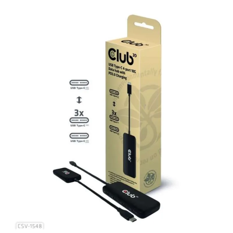 Club3D hub 1xUSB-C na 4xUSB-C, 10Gbps port, PD 3.0 (CSV-1548)