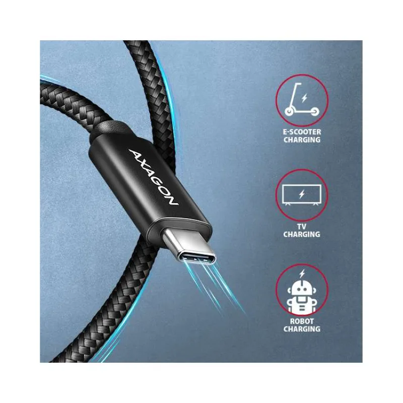 AXAGON BUCM4X-CM10AB NewGEN+ kabel USB-C - USB-C, 1m, USB4 Gen 3×2, PD 240W 5A, 8K HD, ALU, oplet, černý (BUCM4X-CM10AB)
