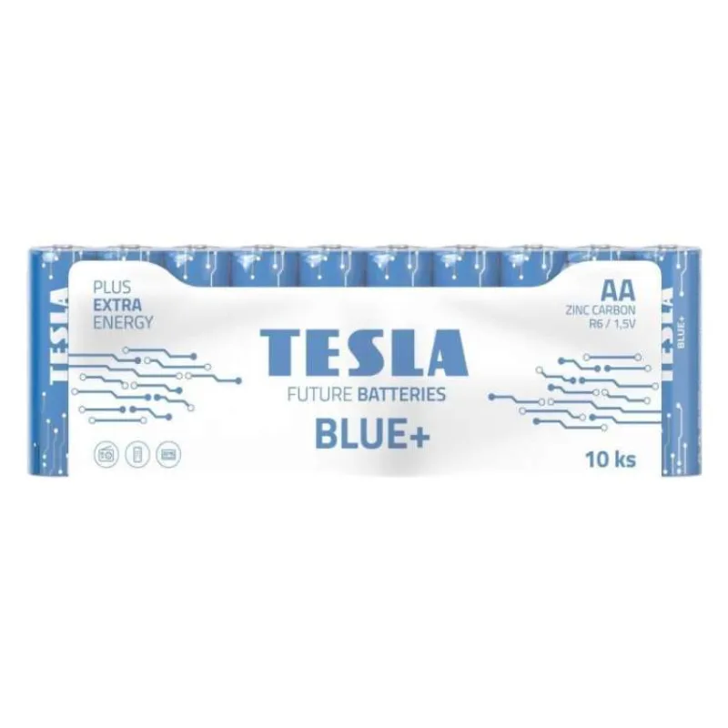 TESLA BLUE+ Zinc Carbon baterie AA (R06, tužková, fólie) 10 ks (15061010)