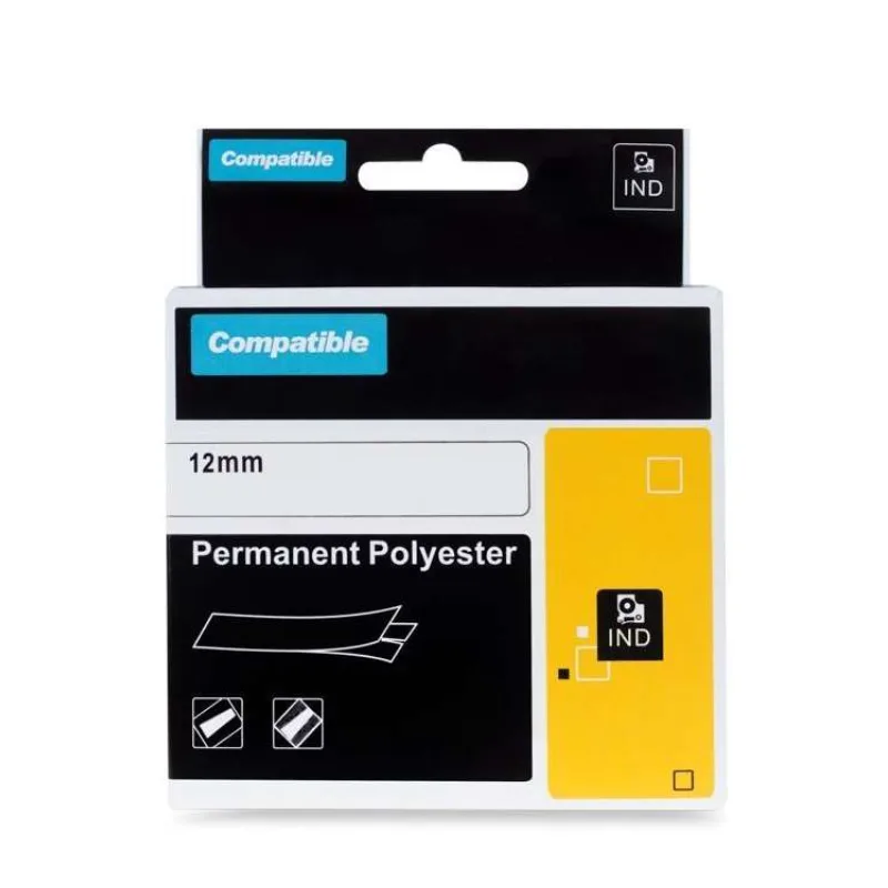 PRINTLINE kompatibilní páska s DYMO 622289, 12mm, 5.5m, černý tisk/průhl podklad, RHINO, polyesterová (PLTD67)