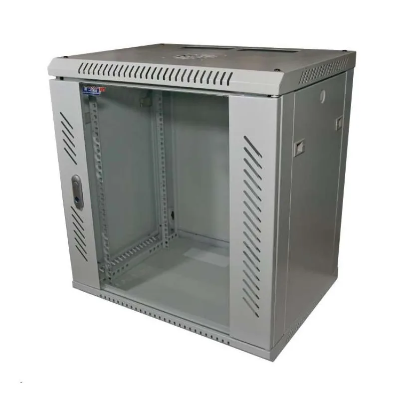 LEXI-Net 19" nástěnný rozvaděč 12U 600x600, nosnost 60 kg, skleněné dveře, svařovaný, šedý (LN12U-60/60-SV)