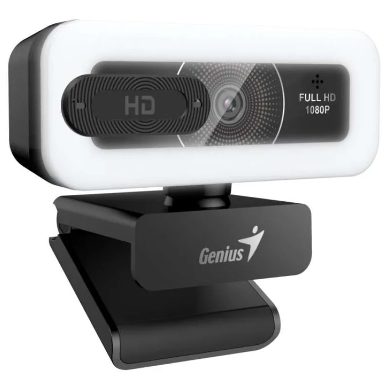 Genius FaceCam Light Webkamera, Full HD 1080p, LED osvětlení, vestavěný mikrofon, krytka soukromí, USB/C, černá (32200010400)