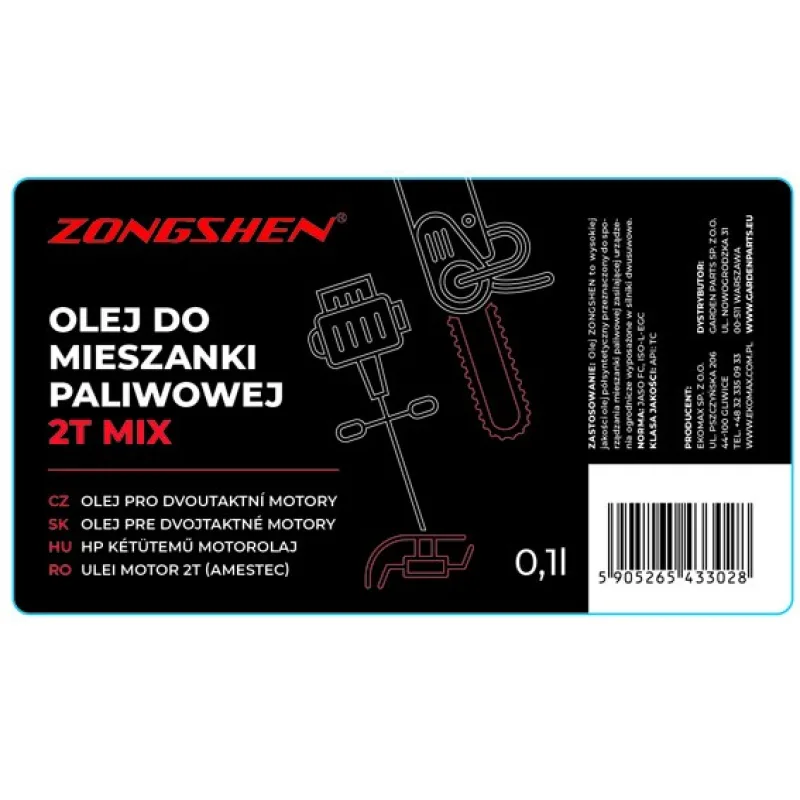 Olej pre dvojtaktné motory ZONGSHEN 2T 0,1L ČERVENÝ