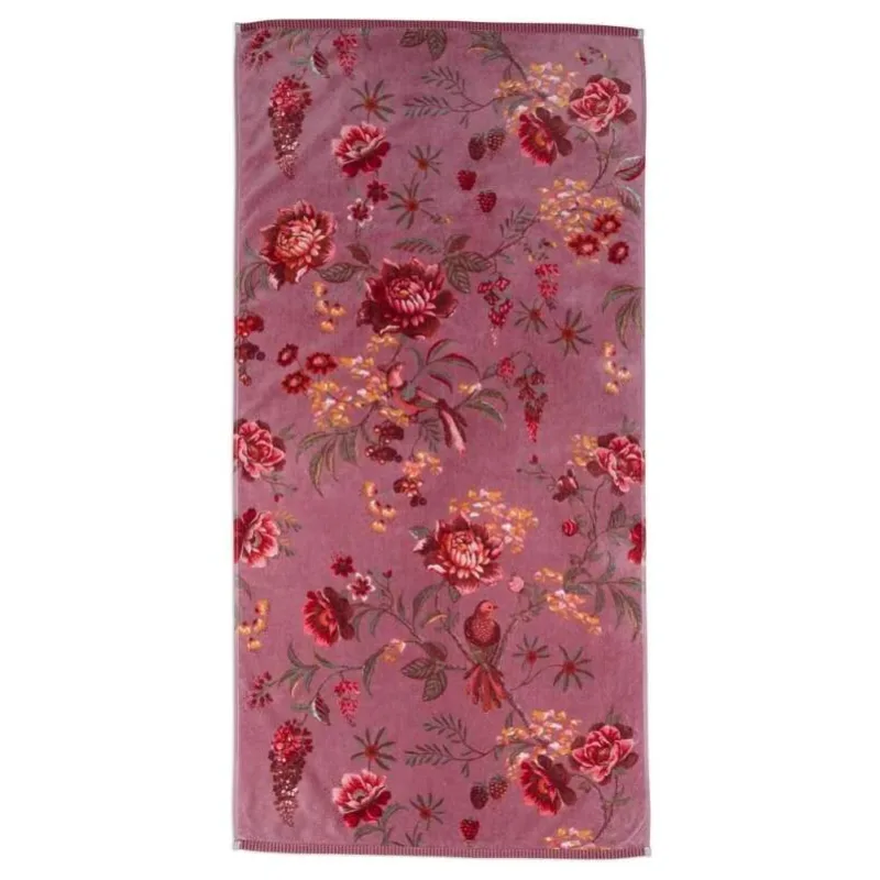 Pip Studio Secret Garden bavlněná froté osuška mauve 70x140 cm