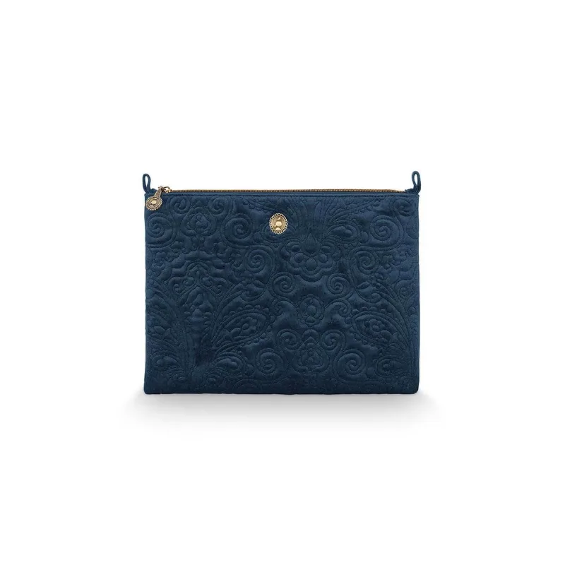 Pip Studio Velvet Quilted kosmetický pouch, modrý
