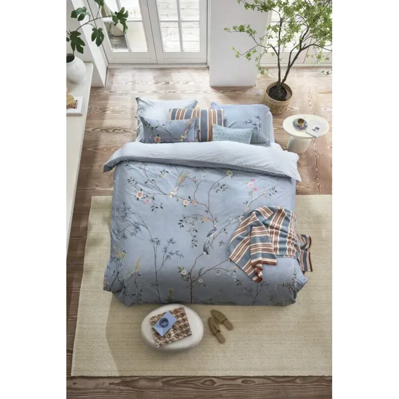 Pip Studio perkálové povlečení Bamboo Blossom světle modrý 200x200 + 2x 70x90 cm