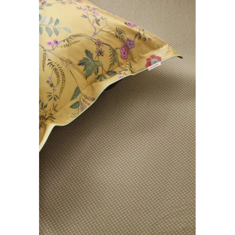 Pip Studio perkálové prostěradlo Twinkle Star 180x200 cm, žlutá-khaki