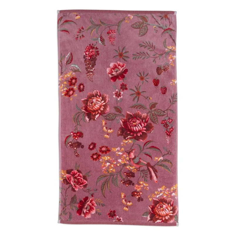 Pip Studio Secret Garden bavlněný froté ručník mauve 55x100 cm