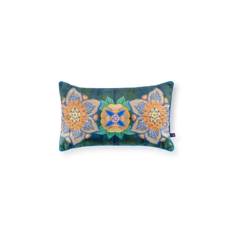 Pip Studio dekorační polštář Flores Felices 30x50 cm, modrý