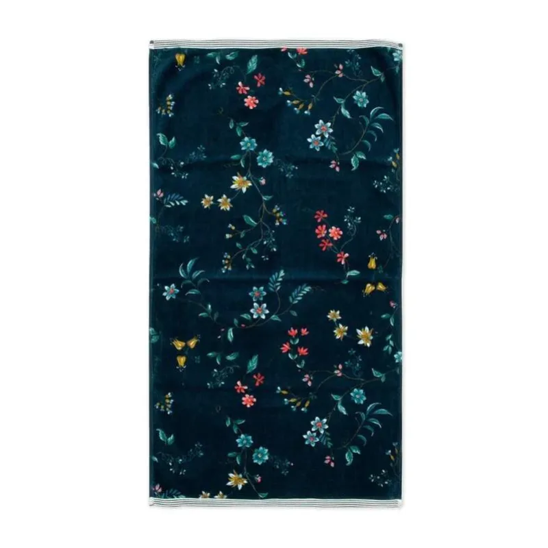 Pip Studio Les Fleurs bavlněný froté ručník tmavě modrý 55x100 cm