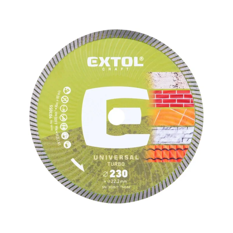 Kotúč rezný diamantový Turbo, suché a mokré rezanie, EXTOL CRAFT