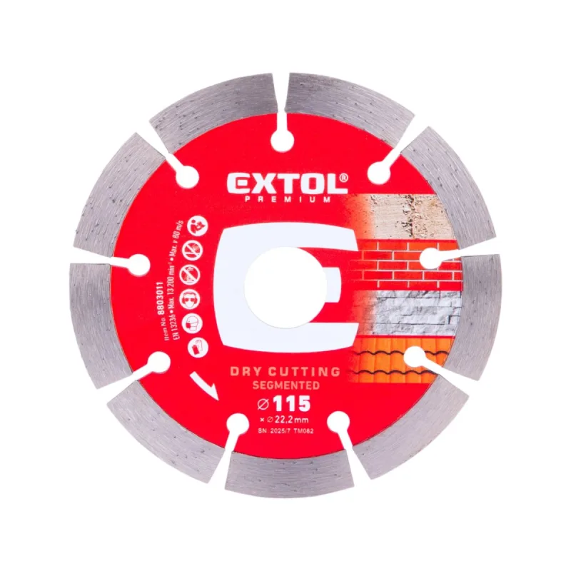 Kotúč rezný diamantový segmentový, suché rezanie, EXTOL PREMIUM