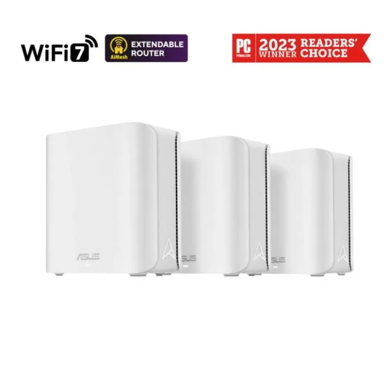 ASUS ZenWifi BD4 3-pack, WiFi7 Extendable Router, AiMesh, 2x WAN/LAN (90IG0960-MO3C40)