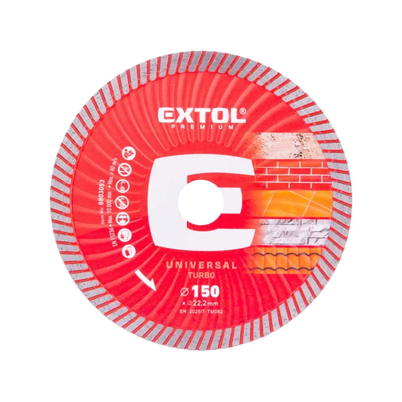Kotúč rezný diamantový Turbo, suché a mokré rezanie, EXTOL PREMIUM