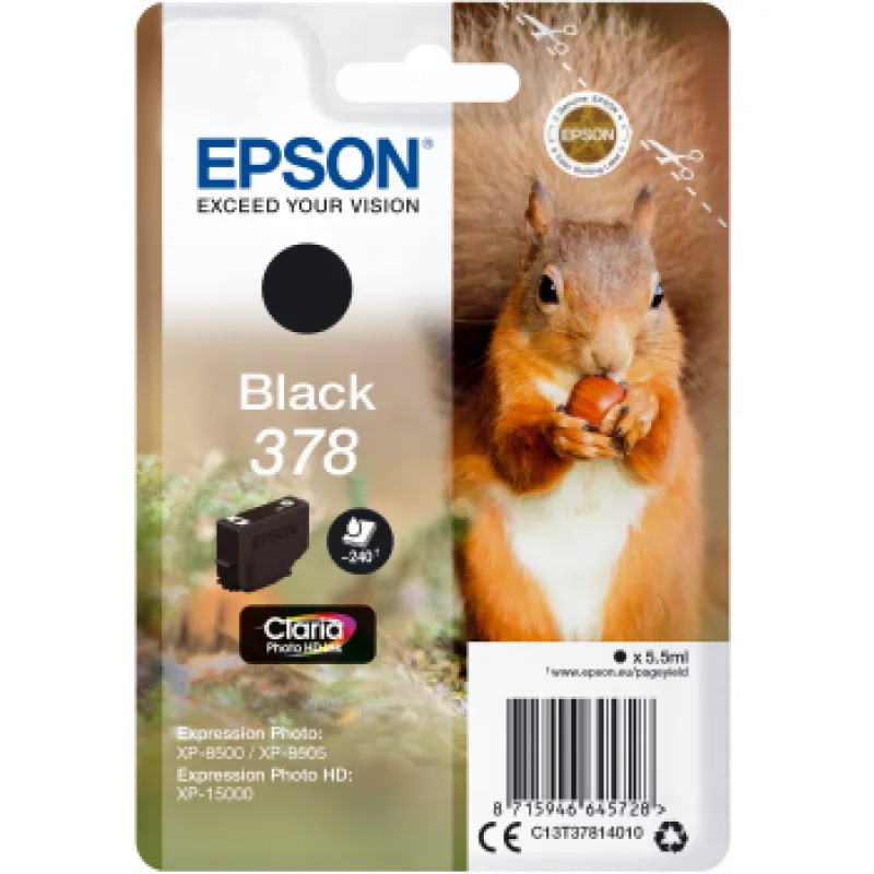 Epson Singlepack Black 378 Claria Photo HD Ink C13T37814010