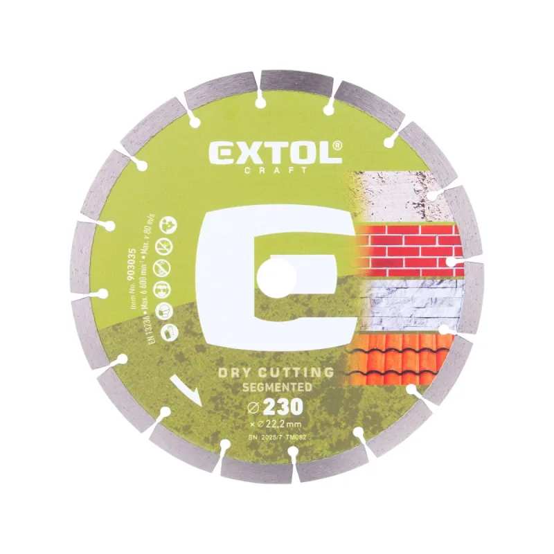 Kotúč rezný diamantový segmentový, suché rezanie, EXTOL PREMIUM