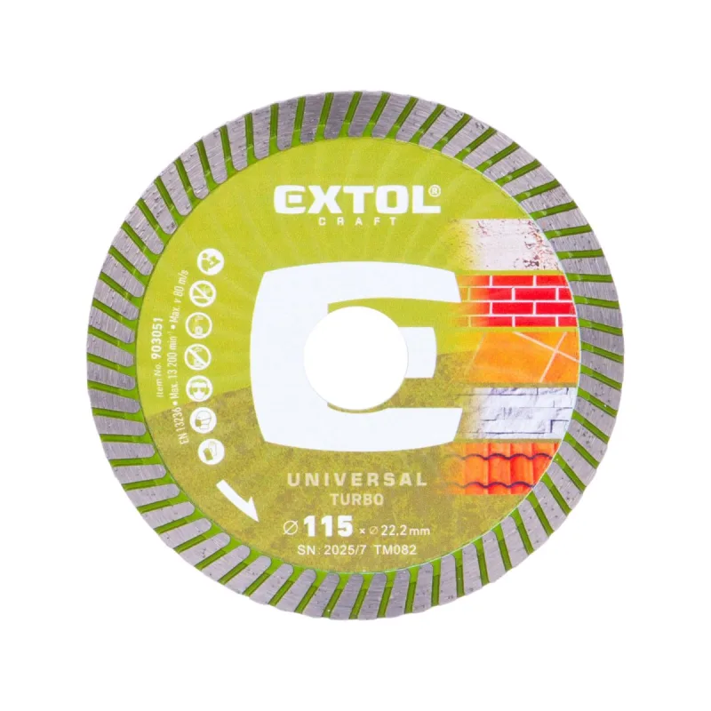 Kotúč rezný diamantový Turbo, suché a mokré rezanie, EXTOL CRAFT