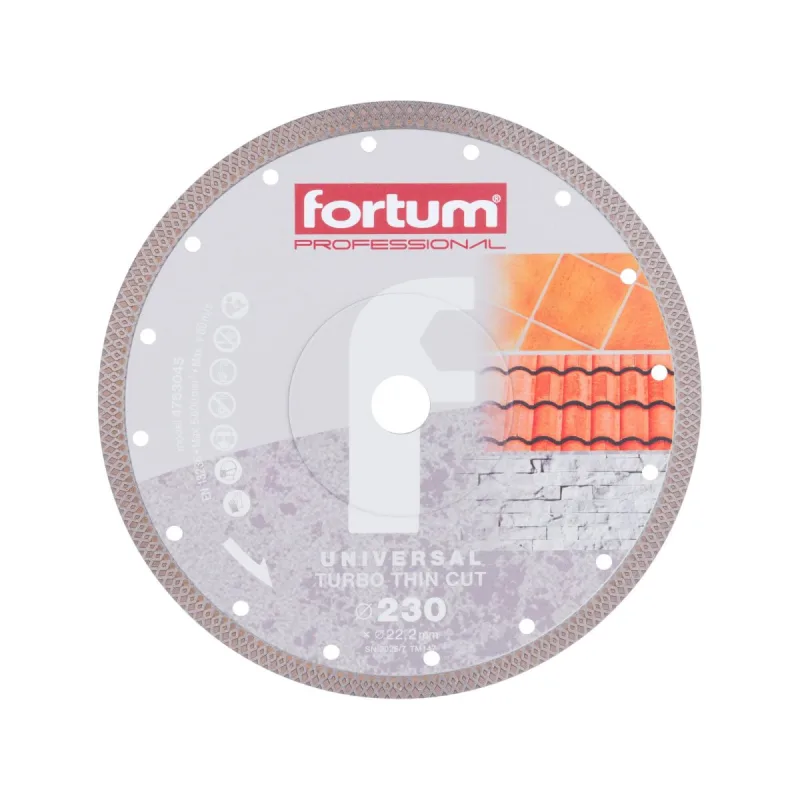 Kotúč rezný diamantový Turbo Thin Cut, diamant 10mm, suché a mokré rezanie, FORTUM