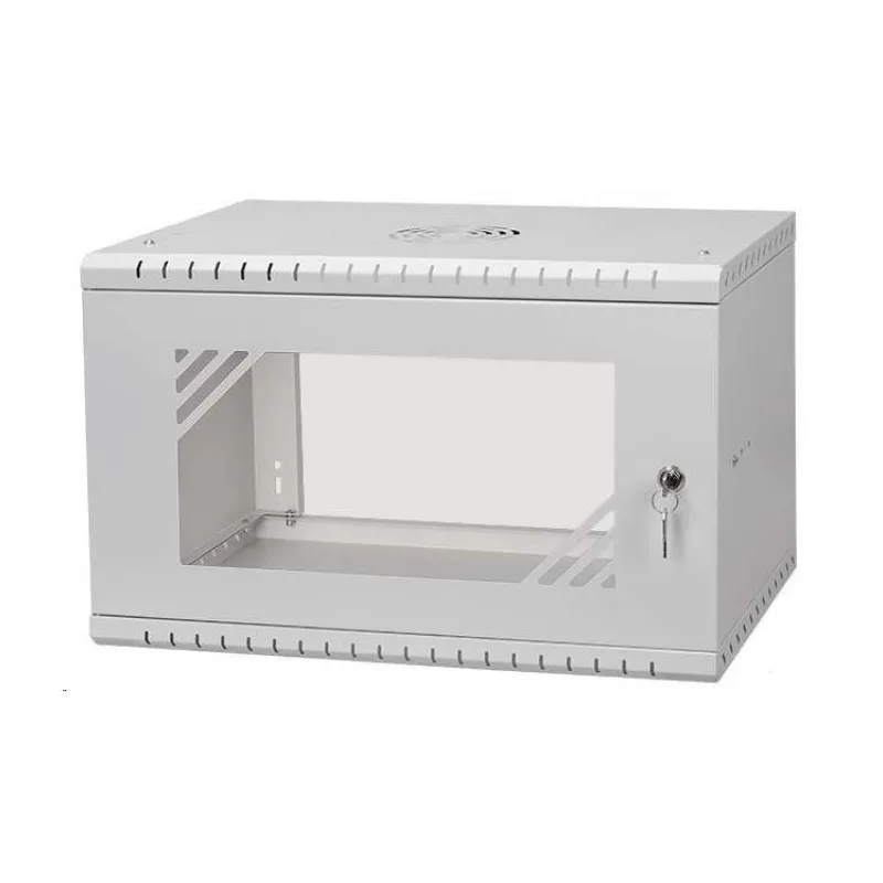 LEXI-Net 19" nástěnný rozvaděč Basic 6U 520x450, skleněné dveře, bez zad, rozložený, šedý (LX19-6U-450GG)