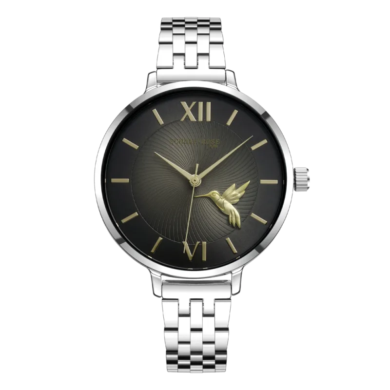 SUNDAY ROSE Dámské stříbrné luxusní designové hodinky SUNDAY ROSE Fashion SUN-F20