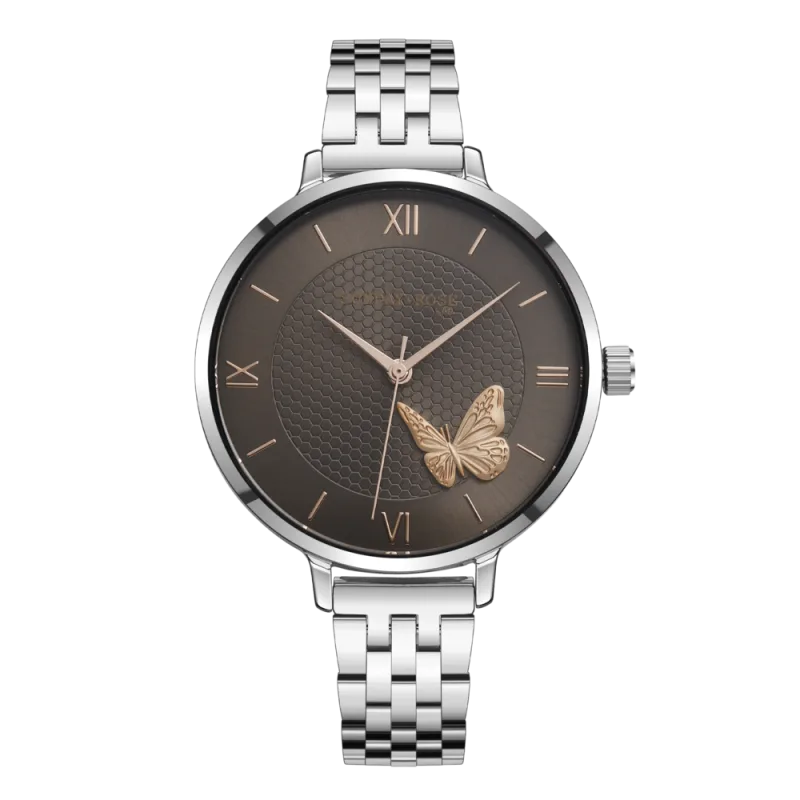 SUNDAY ROSE Dámské stříbrné luxusní designové hodinky SUNDAY ROSE Fashion SUN-F23