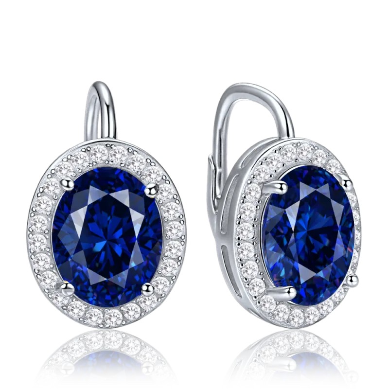 MINET Luxusní stříbrné náušnice s modrými a bílými zirkony JMAS0329BE00