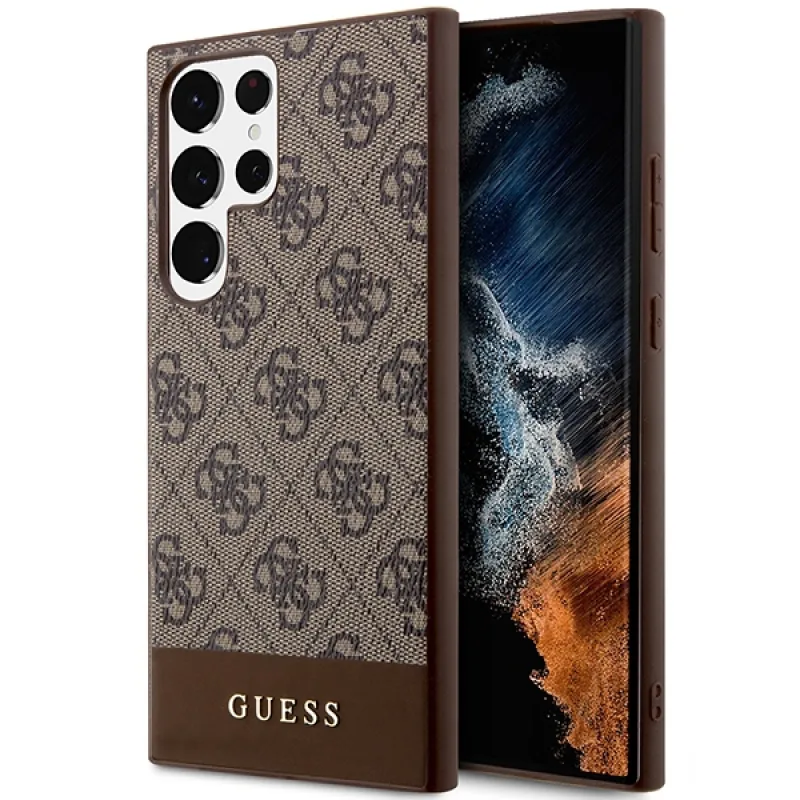 Pevné puzdro Guess GUHCS23LG4GLBR S23 Ultra S918 hnedo-hnedé 4G Stripe Collection