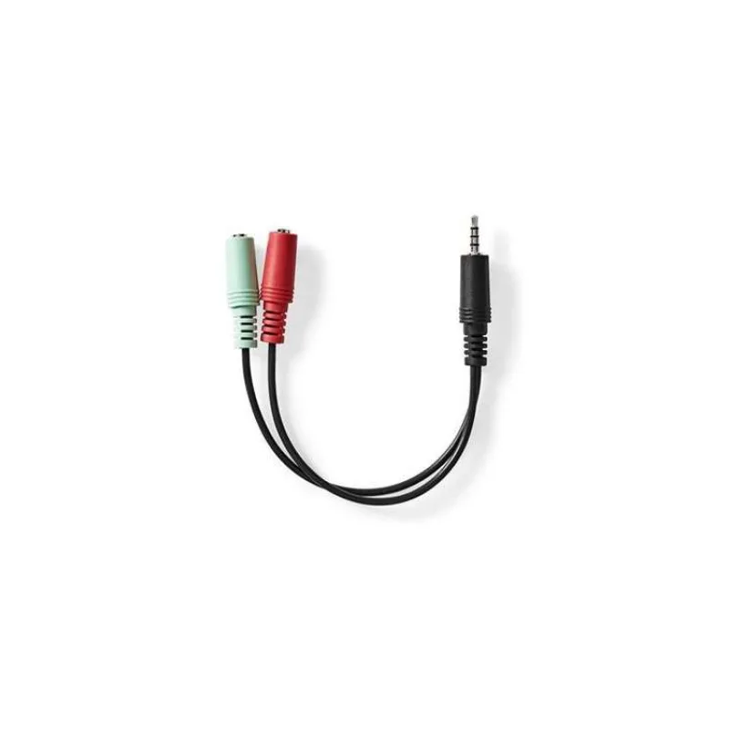 Nedis CAGB22150BK02 - Stereo Audio Kabel | 3,5mm Zástrčka -2x 3,5mm Zásuvka | 0.20 m | Kulatý | Černá (CAGB22150BK02)