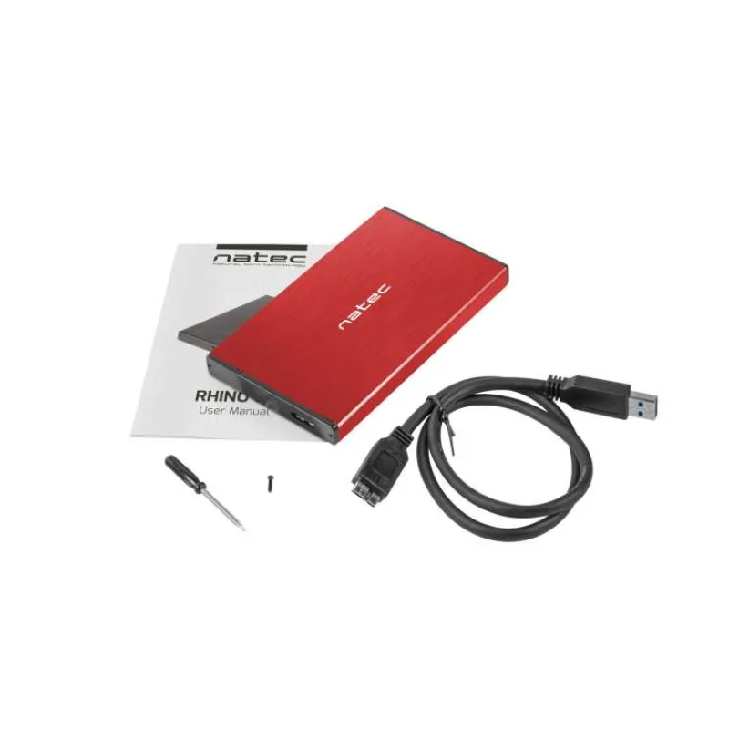 Externý box pre HDD 2,5" USB 3.0 Natec Rhino Go, červený, hliníkové telo (NKZ-1279)