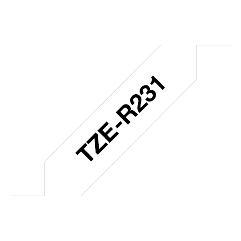 TZE-R231, čierna tlač na biele, šírka 12 mm TZER231