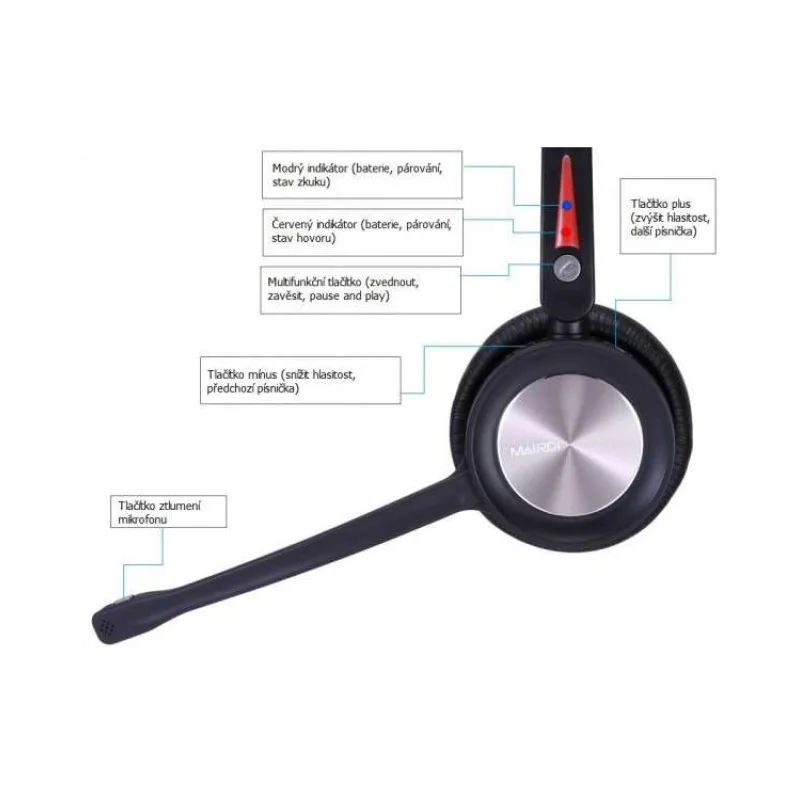 WELL Mairdi MRD-890BTD, bezdrôtová náhlavná súprava dvojušní (10001425)