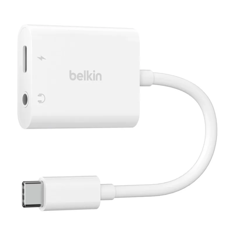 Belkin RockStar 3.5mm Audio + USB-C Charge Adapter - Whte NPA004btWH