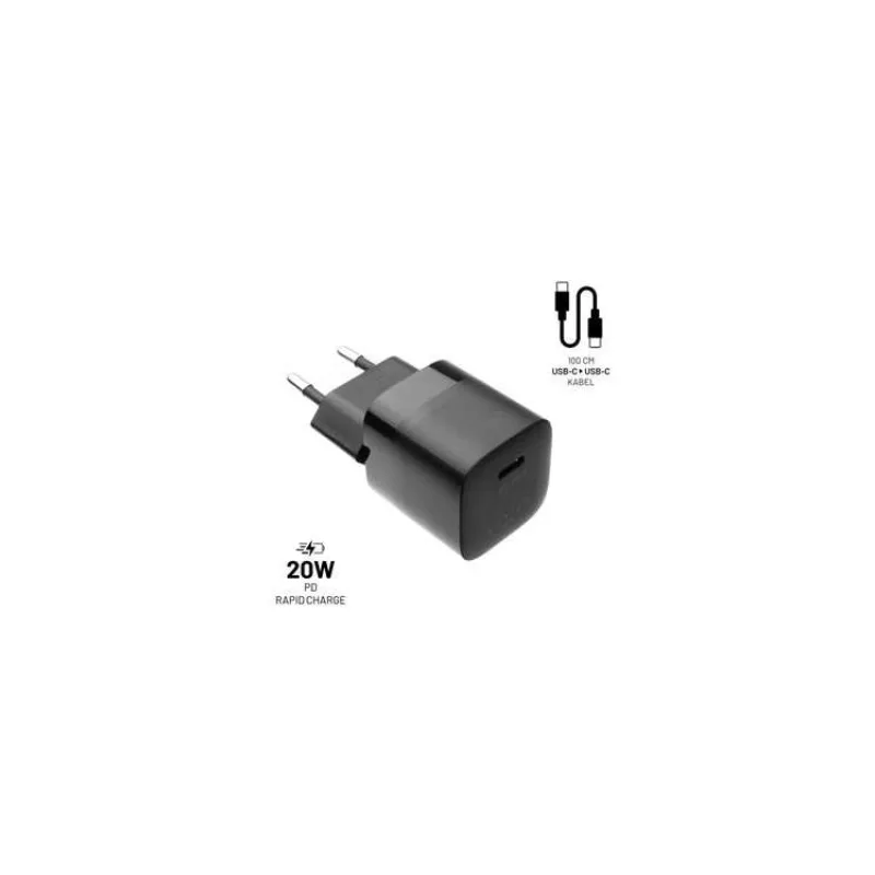 FIXED nabíjačka, USB-C, USB-C/USB-C kábel, 1m, 20W (FIXC20M-CC-BK)