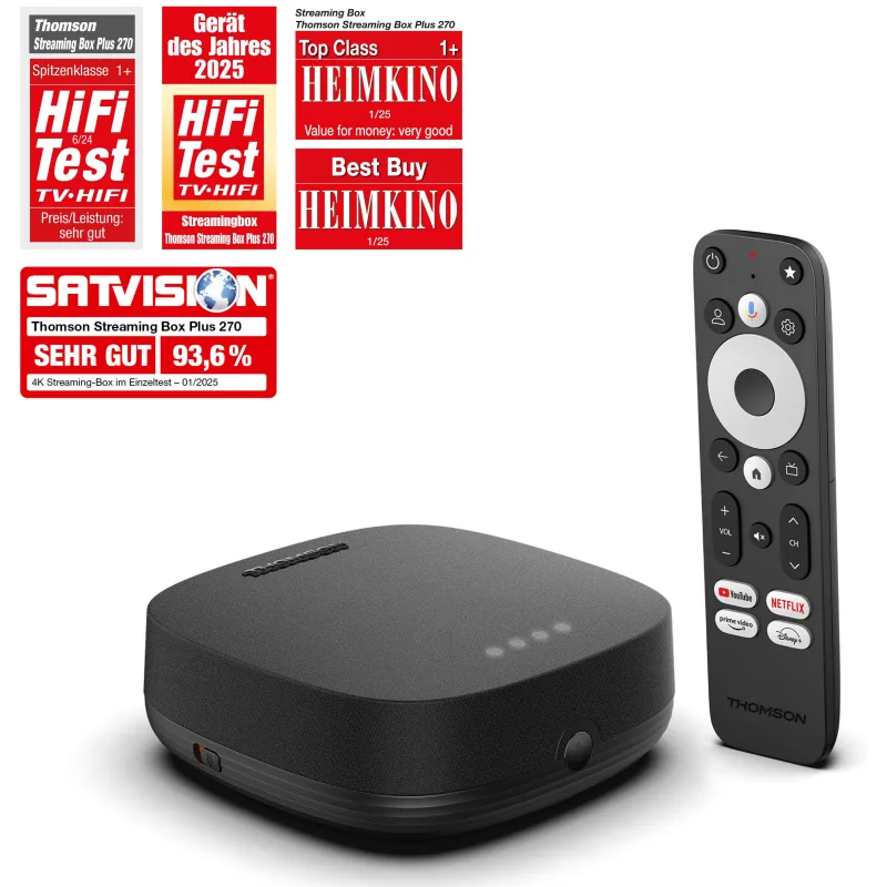 Thomson Streaming Box Plus 270 - 4K UHD, Google TV, Dolby Vision+Atmos