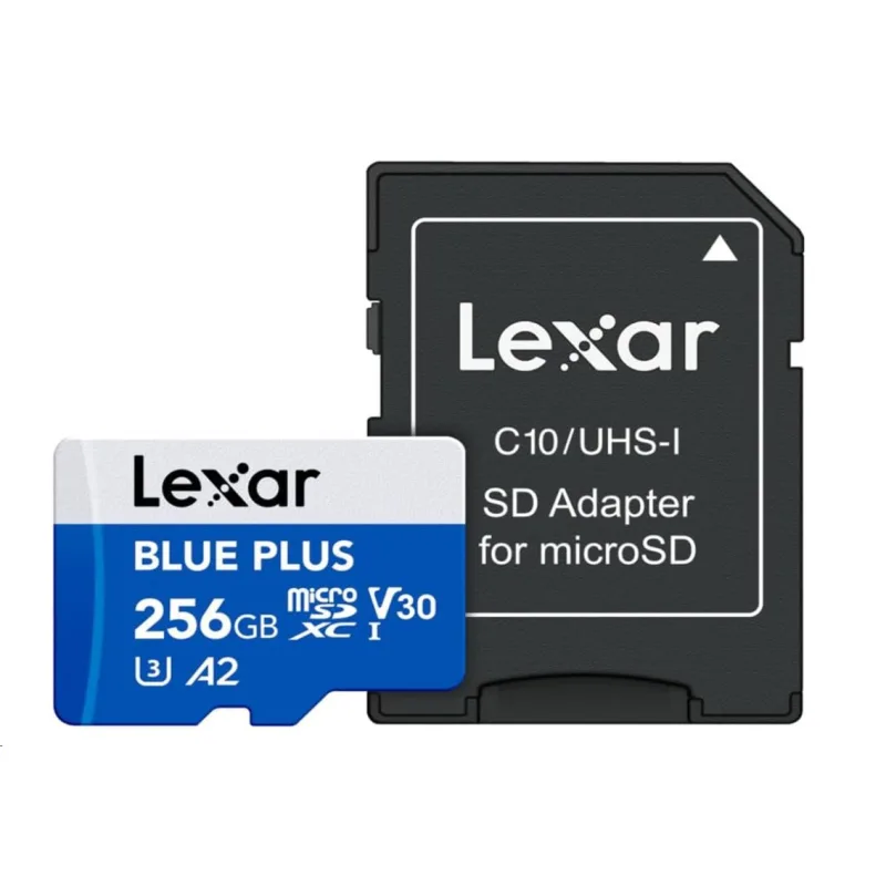 256GB Lexar® Blue Plus microSDHC UHS-I with SD adapter, up to 170MB/s…