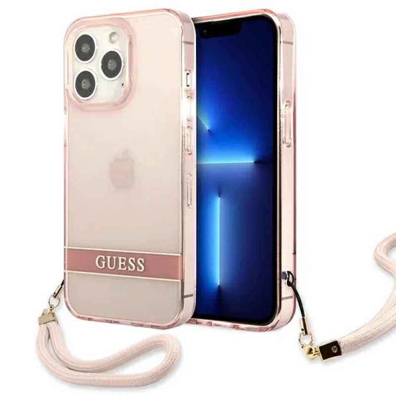 Guess Translucent Strap Case pre iPhone 13 Pro / 13 6,1" - ružový