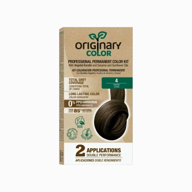 Originary Color Profesionálna sada na farbenie vlasov s keratínom a rastlinnými olejmi - RÔZNE ODTIENE - Gaštan 4
