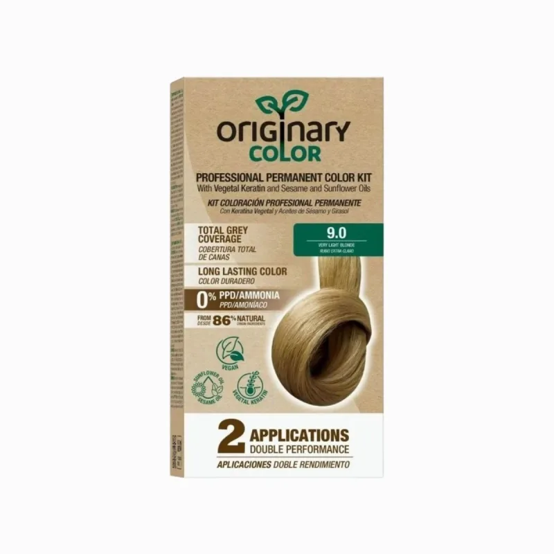 Originary Color Profesionálna sada na farbenie vlasov s keratínom a rastlinnými olejmi - RÔZNE ODTIENE - Veľmi svetlá blond 9.0