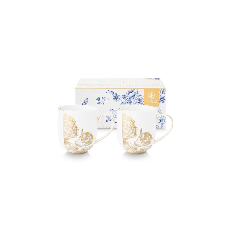 Pip Studio Royal White sada 2 ks hrnků 300ml, bílá